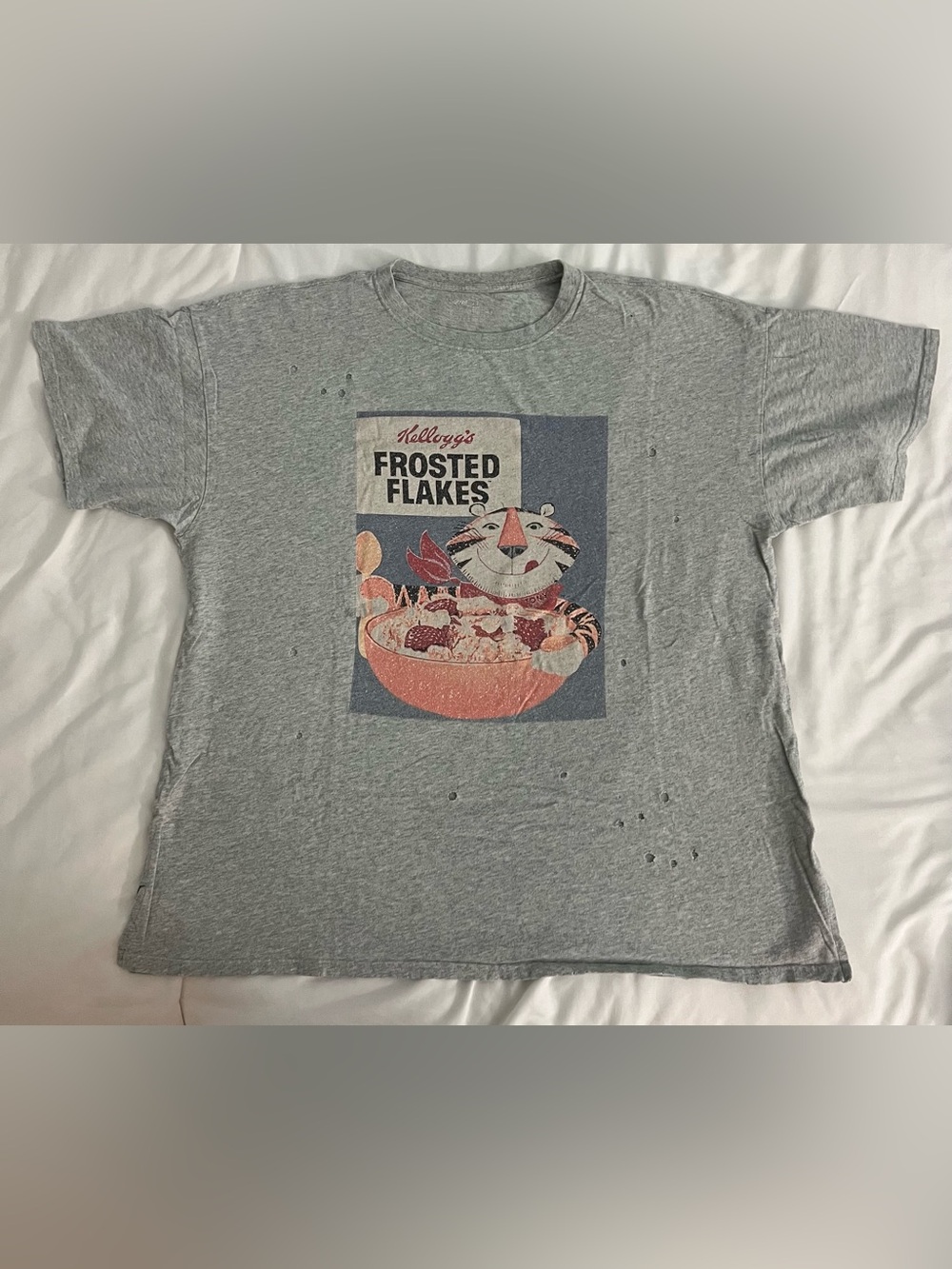 Aerie Frosted Flakes Tiger Graphic Cat Tee - Gray/Coral
